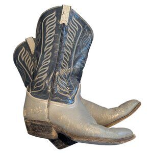 Vintage Tony Lama 2-toned Blue/Gray Leather Western Cowboy Boots - Men's Size 8